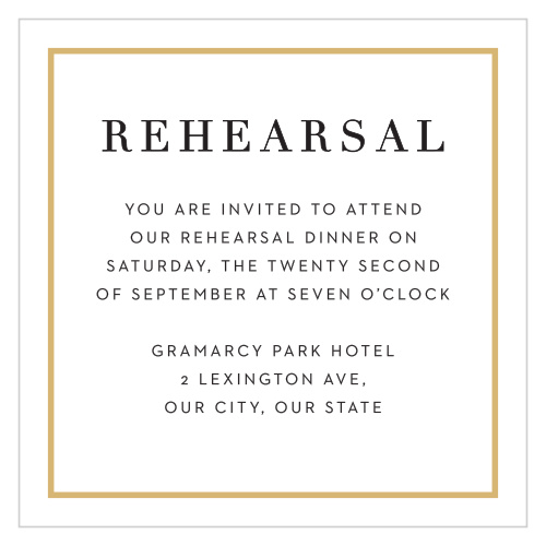 Our Opaque Photo Flair Rehearsal Cards bring family and friends together the night before your wedding to ensure everything goes off without a hitch!