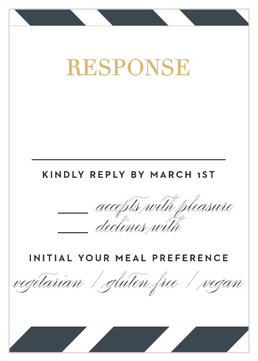 Our Cinematic Calligraphy Bar Mitzvah Response Cards will serve as a clapperboard would for film by allowing you to organize and prepare your event as efficiently as possible.