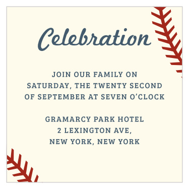 Our Baseball Pattern Bar Mitzvah Reception Cards have a classic, athletic feel your guests will love!