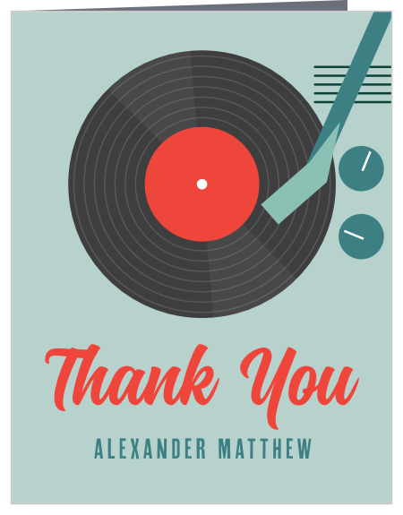 Our Record Player Bar Mitzvah Thank You Cards feature vibrant, eye-catching colors!