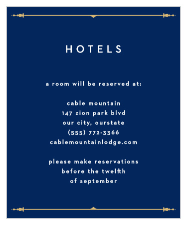 You can be comfortable knowing your guests are having a comfortable stay for the nights surrounding your wedding when you send out our Happily Ever After Accommodation Cards!