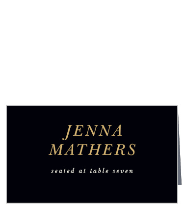 Help your guests to their rightful seats with the elegant styling of our Ornate Love Place Cards. Their own names are written in shining gold-foil, an immediate eye-catcher before the rest of the table information is spelled out in a classic cream color against the black background.