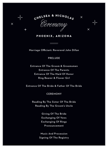 Our Phoenix Skyline Wedding Programs are a charming way for you to spell out details of the events surrounding your wedding day.