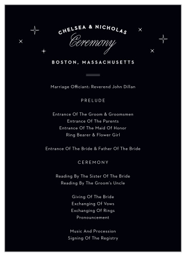 Our Boston Skyline Wedding Programs are a charming way for you to spell out details of the events surrounding your wedding day.