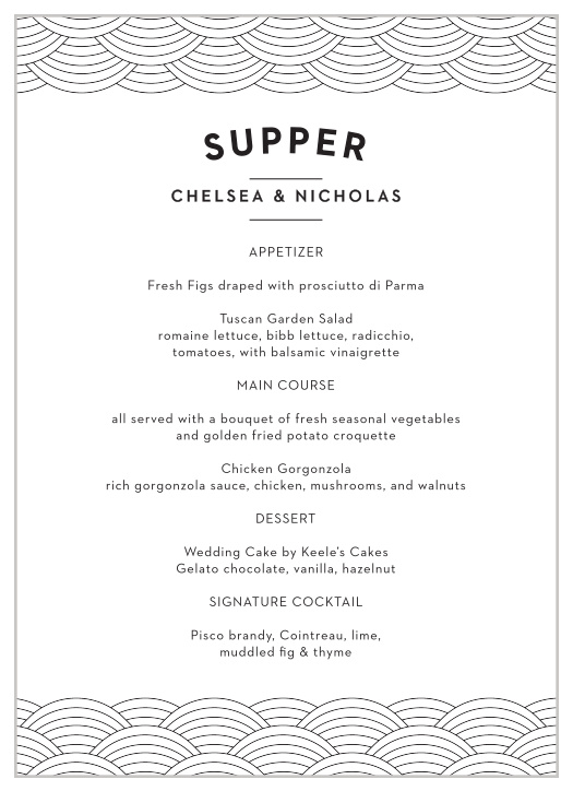 Detail every delicious morsel and meal on our Philly Skyline Wedding Menus.