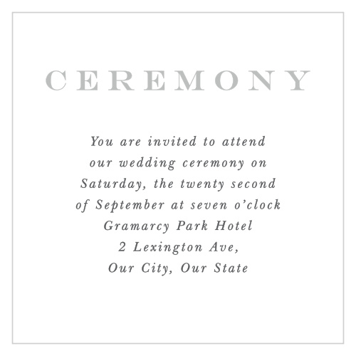 Invite your closest loved ones to witness your grand moment, by sending them our Minimalist Monogram Ceremony Cards!