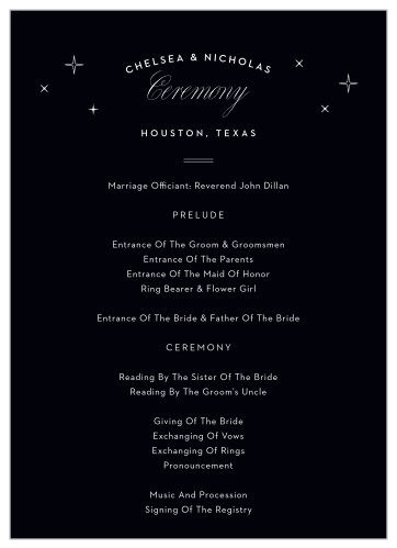 Our Houston Skyline Wedding Programs are a charming way for you to spell out details of the events surrounding your wedding day.
