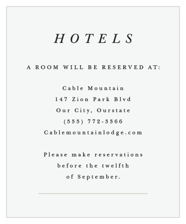 Make a sophisticated impression with our Majestic Tree Wedding Accommodation Cards.