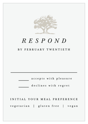 Make a sophisticated impression with our Majestic Tree RSVP Cards.