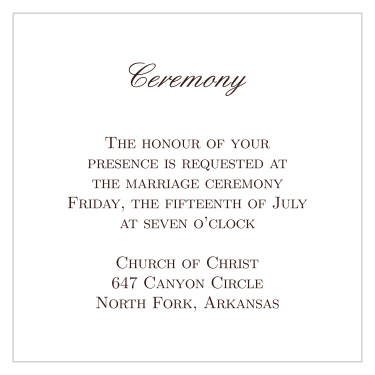 One size fits all ceremony card.