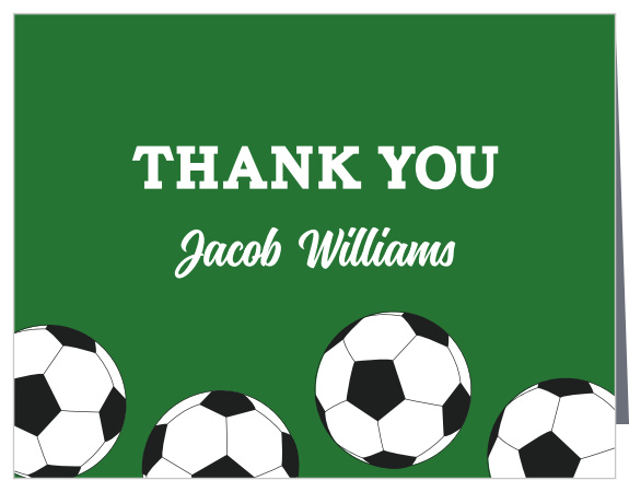 Thank your child's guests for making their bar mitzvah extra meaningful by sending along some Soccer Stacks Bar Mitzvah Thank You Cards!