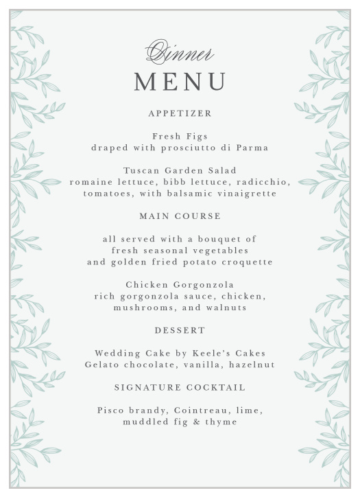 Let family and friends know what foods will be served at your reception with our Photo Split Wedding Menus.