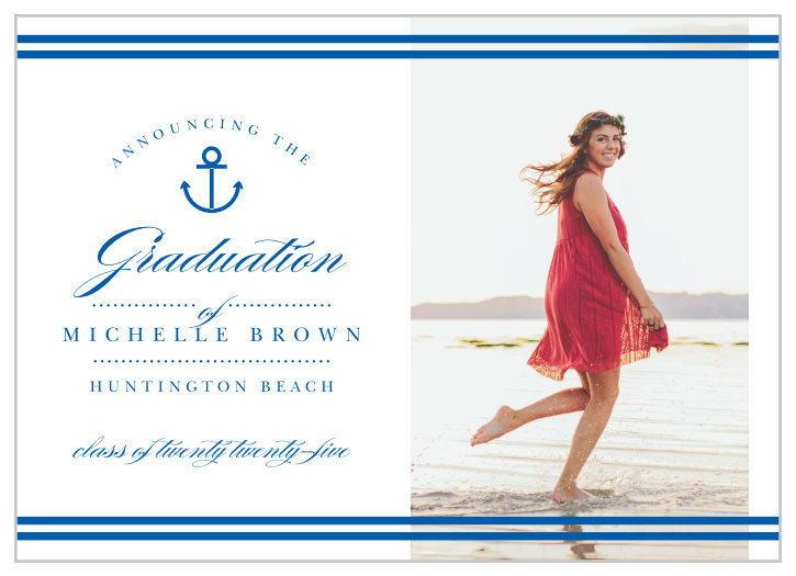 Make sure that your nearest and dearest loved ones know that your graduate is casting off from shore with our Little Anchor Graduation Announcements.