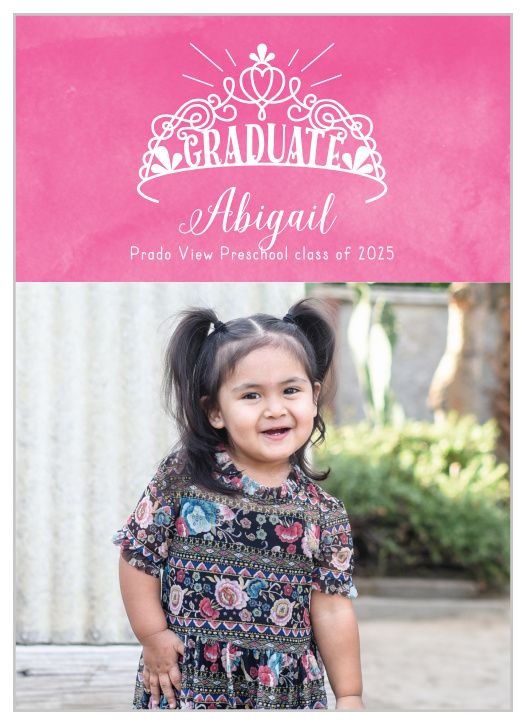 Spread the word about your little girl's upcoming coronation with our Princess Crown Graduation Announcements.