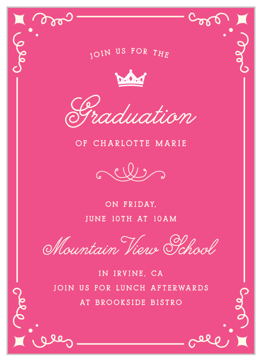 Celebrate your little one's crowning achievement with our delightful Princess Promotion Graduation Invitations.
