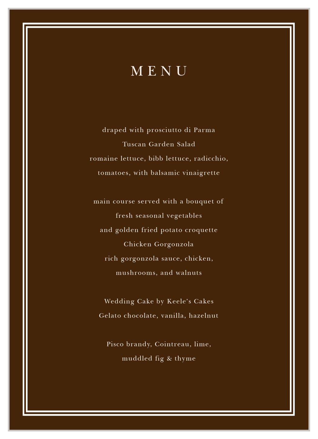 Sheer Overlay Wedding Menus