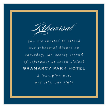 Let your family and friends know exactly where to be for your wedding rehearsal with our Perfect Frame Rehearsal Cards.