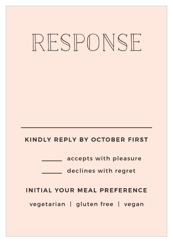 Give guests a simple way to respond to your wedding invitation by sending out our alluring Photographic Love Response Cards.