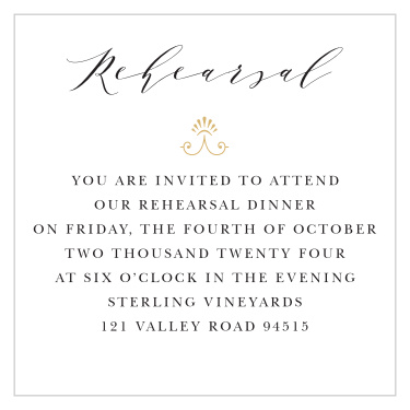 Our Country Estate Rehearsal Cards are a perfectly classic way to let your most important guests know about your rehearsal. 