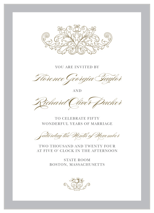 Our Ornamental Vintage Vow Renewal Invitations offer an antique look for your renewed love.