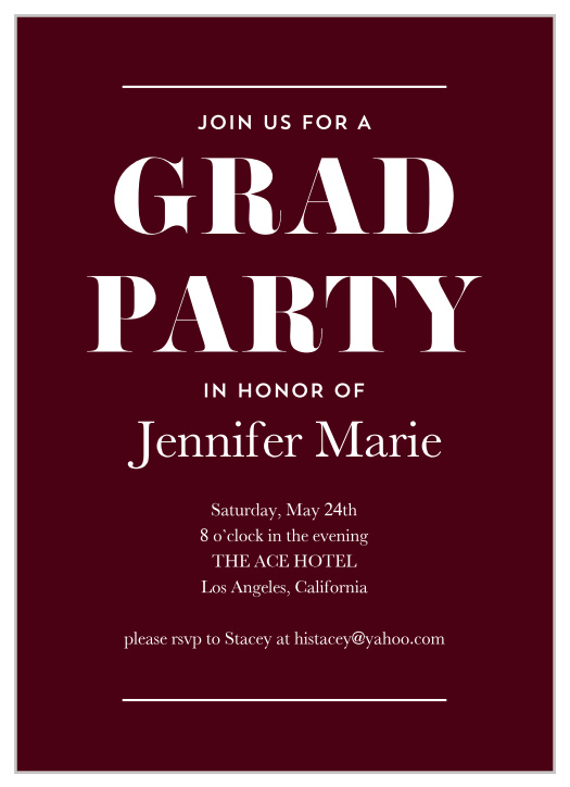 Our Important Year Graduation Party Invitations are a bold, modern style for your graduate's special day.