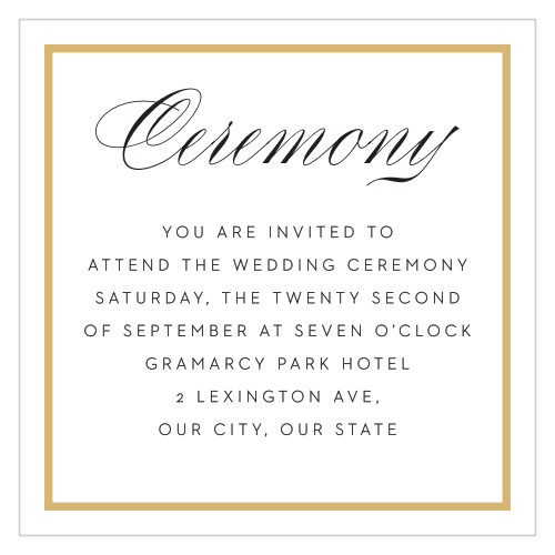 Bring family and friends together to celebrate your union with our Classic Frame Ceremony Cards.