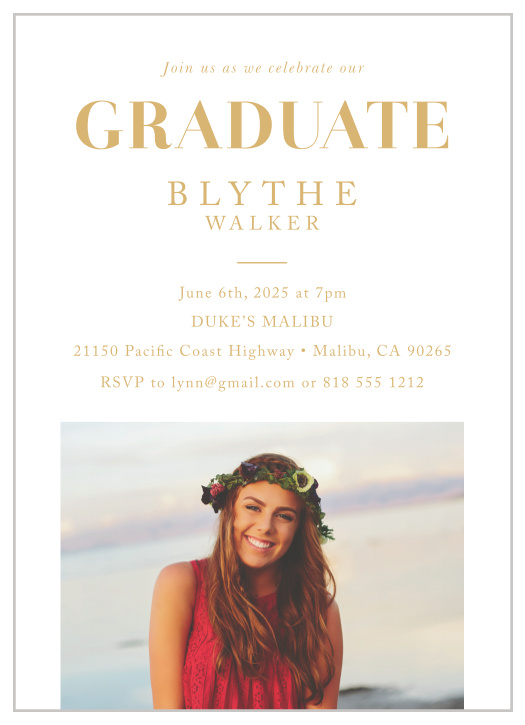The perfect way to request the presence of your friends and family to come to support you on your big day is with our Momentous Monogram Graduation Invitations.