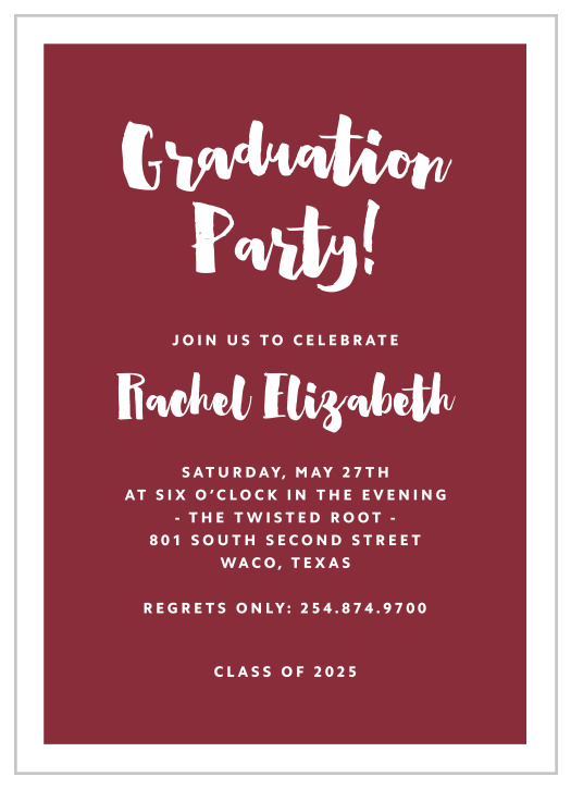 Our Dotted Frame Graduation Party Invitations are the perfect way to invite your friends and family to come and support you on your big day.
