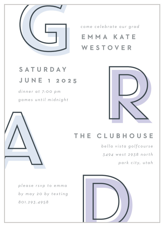 Bring together your friends and family for a celebration with the Stretch Grad Graduation Invitations!