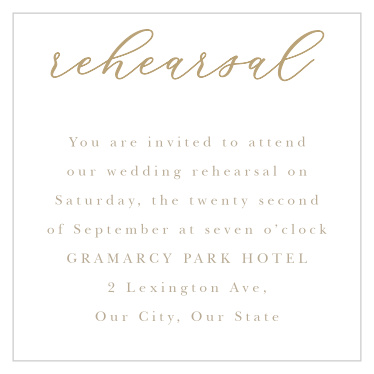 Be sure that everyone you love makes it to your rehearsal dinner or other rehearsal event using our Oversize Script Rehearsal Cards!