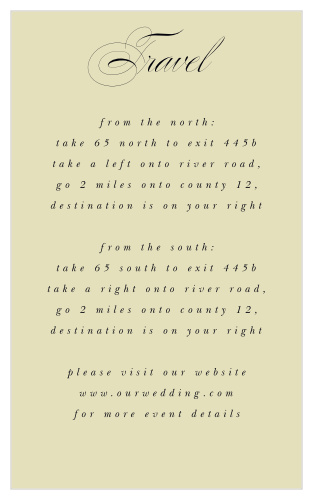 Our Clean Collage Direction Cards are a perfectly classic way to keep your guests from getting lost. 