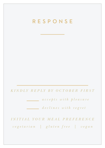 Request the availability and meal preference of your family and friends for your wedding with our Minimal Band Response Cards.