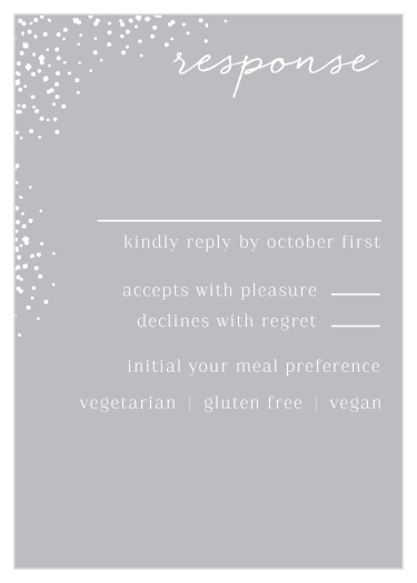 The grey and white color scheme of our Modern Scrapbook Response Cards are perfect for your upcoming wedding! 