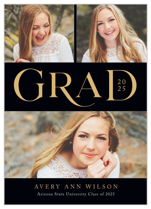 Provide every incredible detail of your graduate's special day on our unforgettable Mod Grad Graduation Announcements.