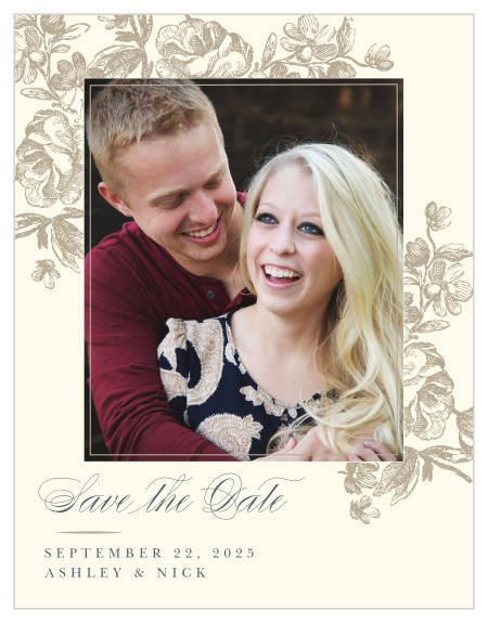 Our Sketched Botanicals Save-the-Date Cards feature a classic elegance that will set the stage for the amazing wedding you're soon to have.