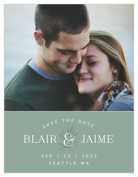 Our Leafy Label Save the Date Magnets are a perfectly elegant way to announce the special day.