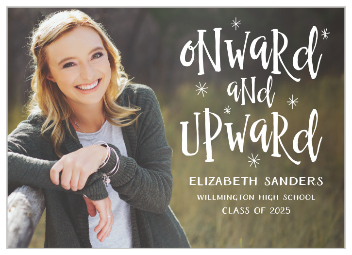 Share the joy of your upcoming graduation with our Moving Forward Graduation Announcements!