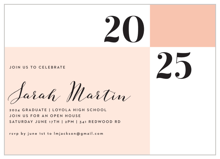 A modern, color block design adorns our Photo Corner Graduation Invitations!