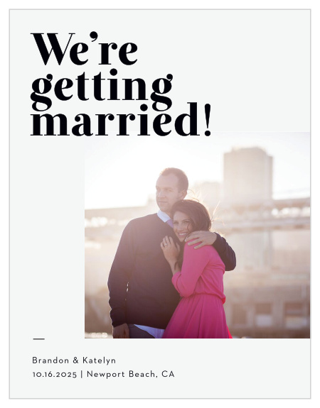 You'll love the modern, minimalist design of our Chic Editorial Save-the-Date Magnets!