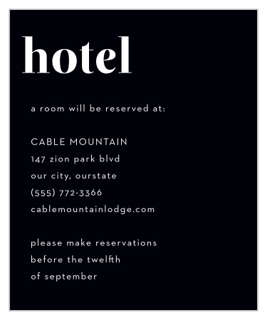 Our Chic Editorial Accommodation Cards are beautiful in their simplicity!