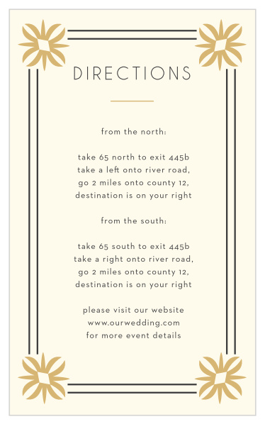 Our MaeMae's Beverly Direction Cards are a perfectly elegant way to keep your guests from getting lost. 