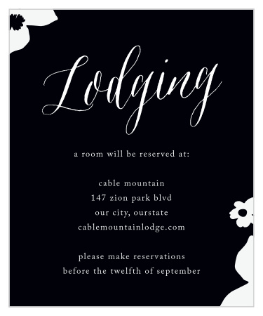 Keep your guests comfortable and content in the days surrounding your wedding with our picturesque MaeMae's Jett Accommodation Cards, created by our lovely guest designer MaeMae.