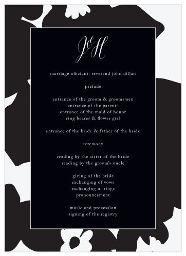 As you take each step down the aisle, you can be sure that your guests are guided through every moment and member of your ceremony with our MaeMae's Jett Wedding Programs.