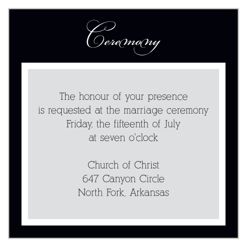 One size fits all ceremony card.