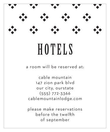 With MaeMae's Billingsworth Accommodation Cards you can share information about where and when to book hotels for your happy day with guests.