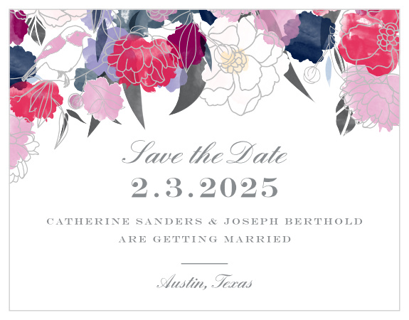 Created by our talented guest designer MaeMae and featuring a striking floral design, these beautiful save-the-date magnets will warm the hearts of all your loved ones. 