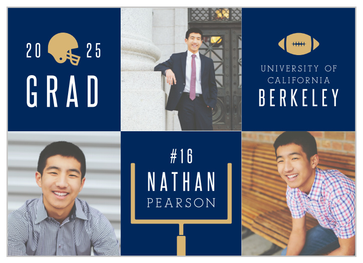 Share the joy of your upcoming graduation with our Football Star Graduation Announcements!