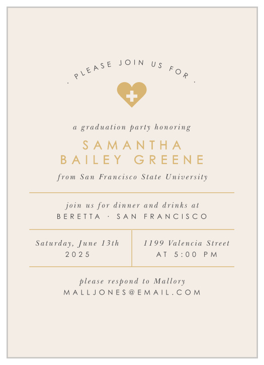 Our Golden Heart Graduation Invitations are a clean, modern approach to your design needs.