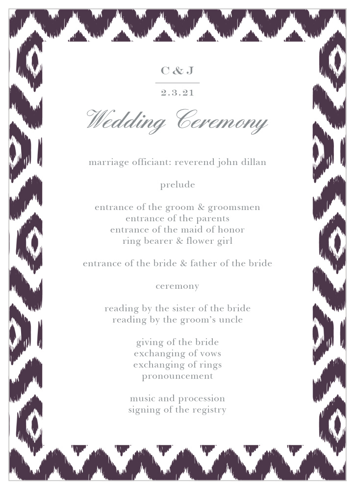 MaeMae's Mamie Wedding Programs
