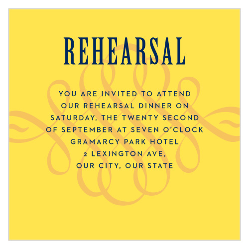 Our MaeMae's Montgomery Rehearsal Cards are a perfect way to let your most important guests know about your rehearsal. 